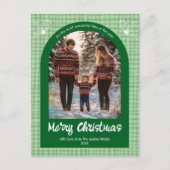 ギンガムグリーンカスタムクリスマスArch 3写真 シーズンポストカード (正面)