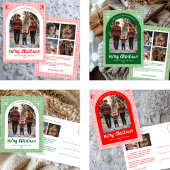 ギンガムグリーンカスタムクリスマスArch 3写真 シーズンポストカード