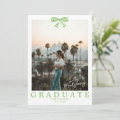 ギンガムグリーンリボン写真卒業発表 招待状 (スタンド正面)