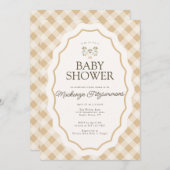 ギンガムグーストリプレットベビーシャワー招待状 招待状 (正面/裏面)