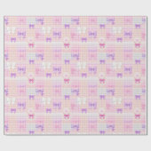 ギンガムコケット弓ベビーシャワーガールズ誕生日 ラッピングペーパー (フラット)