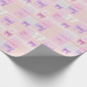 ギンガムコケット弓ベビーシャワーガールズ誕生日 ラッピングペーパー (角)