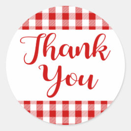 ギンガムサンキュ赤と白ーチェックプレイド ラウンドシール
