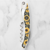 ギンガムサンフラワーパターン ソムリエナイフ (正面)