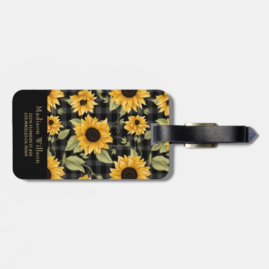 ギンガムサンフラワーパターン ラゲッジタグ (裏面横)