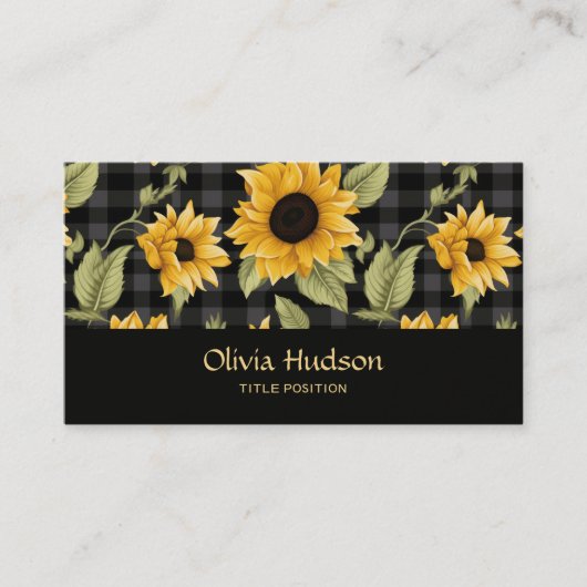 ギンガムサンフラワーパターン 名刺 (正面)