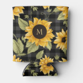 ギンガムサンフラワーパターン 缶クーラー (正面)