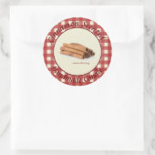 ギンガムシナモン香り手作りキャンドルラベル ラウンドシール (バッグ)