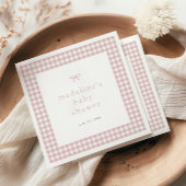 ギンガムシンプルボーダスティピンクガールズベビーシャワー スタンダードカクテルナプキン