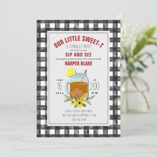ギンガムスイートティーフローラベビーバーチャルシップ&シー 招待状 (スタンド正面)