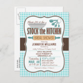 ギンガムストックザキッチンブライダルシャワー招待 インビテーションポストカード (正面/裏面)