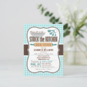 ギンガムストックザキッチンブライダルシャワー招待 インビテーションポストカード (スタンド正面)
