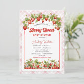 ギンガムストロベリーベイビーシャワー招待状 招待状 (スタンド正面)