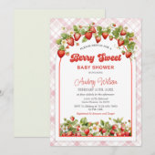 ギンガムストロベリーベイビーシャワー招待状 招待状 (正面/裏面)