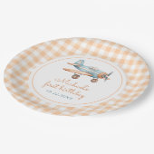 ギンガムタイムフライファースト誕生日 ペーパープレート (アングル)