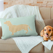 ギンガムダッチシュントのシルエット枕 – ミントとタン ランバークッション