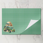 ギンガムチェッカーグリーントラクターバースデーパーティー ペーパーパッド (折り畳み)