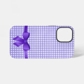 ギンガムチェックに紫のリボン iPhoneケース (裏面横)