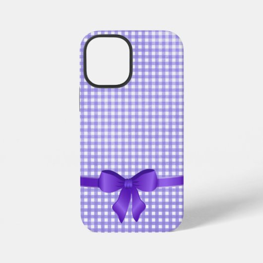 ギンガムチェックに紫のリボン iPhoneケース (裏面)