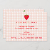 ギンガムチェックに赤いいちご。 招待状 (正面/裏面)