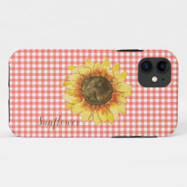 ギンガムチェックのひまわり iPhone 11 ケース