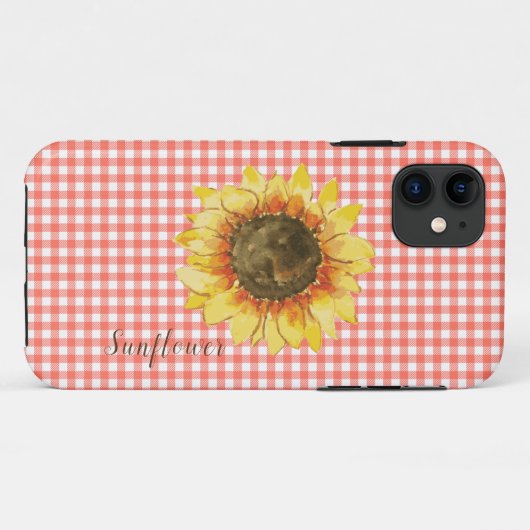 ギンガムチェックのひまわり Case-Mate iPhoneケース (裏面(横))