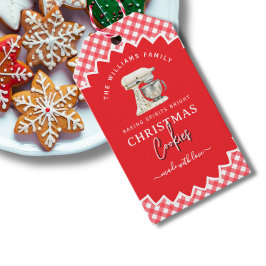ギンガムチェックのクリスマスクッキー焼き菓子ラベル ギフトタグ