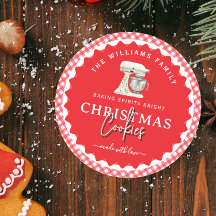 ギンガムチェックのクリスマスクッキー焼き菓子ラベル