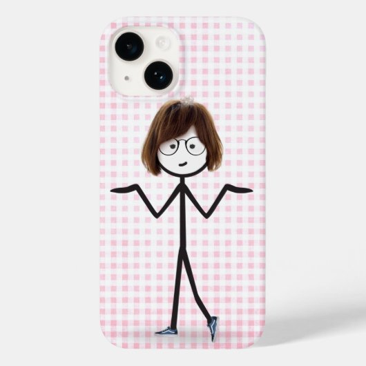 ギンガムチェックのスニーカーの棒人間女子 Case-Mate iPhoneケース (裏面)