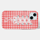 ギンガムチェックの上のコルセットリボンラシング Case-Mate iPhoneケース (裏面 (横))