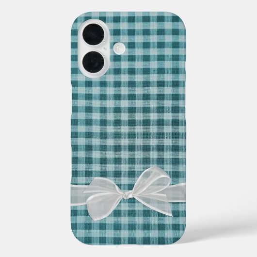 ギンガムチェックの上の白い透明のリボン Case-Mate iPhoneケース (裏面)