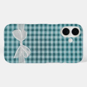 ギンガムチェックの上の白い透明のリボン Case-Mate iPhoneケース (裏面 (横))