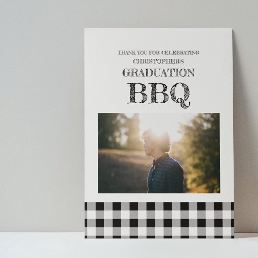 ギンガムチェックの卒業パーティBBQ サンキューカード