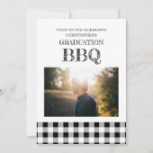 ギンガムチェックの卒業パーティBBQ サンキューカード (正面)