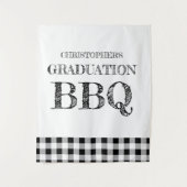 ギンガムチェックの卒業パーティBBQ タペストリー (正面)