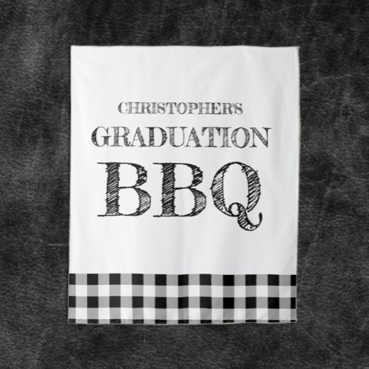 ギンガムチェックの卒業パーティBBQ タペストリー