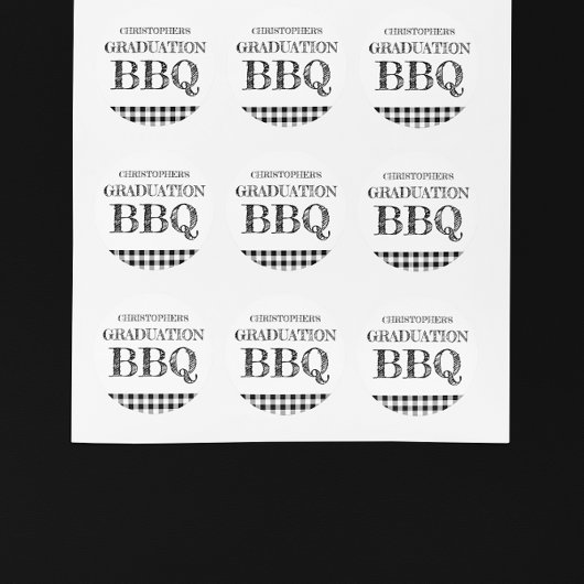 ギンガムチェックの卒業パーティBBQ ラウンドシール