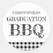 ギンガムチェックの卒業パーティBBQ ラウンドシール (正面)
