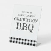 ギンガムチェックの卒業パーティBBQ 台座サイン (正面)
