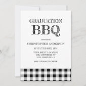 ギンガムチェックの卒業パーティBBQ 招待状 (正面)