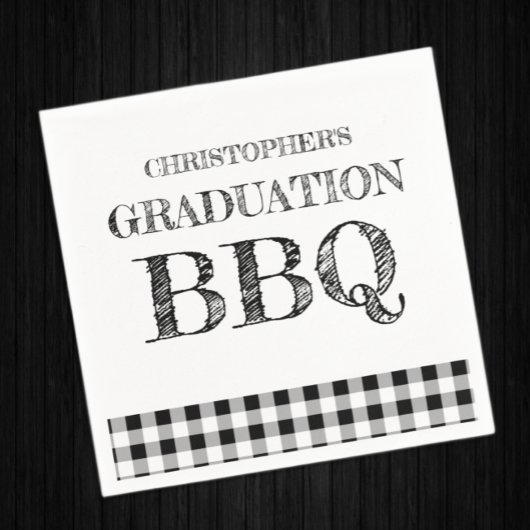 ギンガムチェックの卒業BBQ スタンダードカクテルナプキン