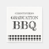 ギンガムチェックの卒業BBQ スタンダードカクテルナプキン (正面)