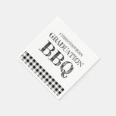 ギンガムチェックの卒業BBQ スタンダードカクテルナプキン (角)