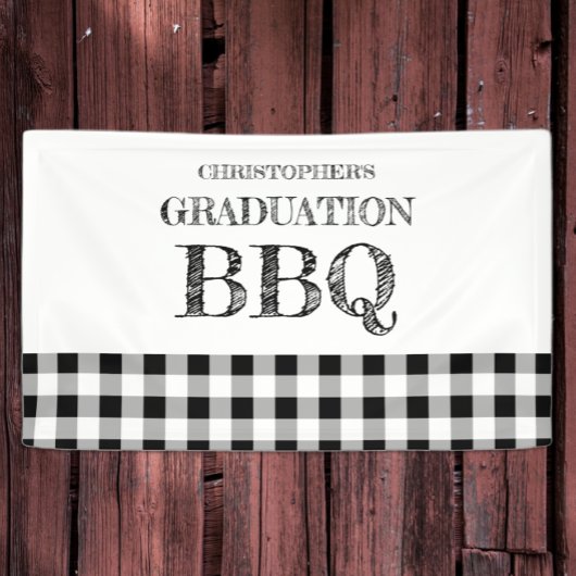 ギンガムチェックの卒業BBQ 横断幕