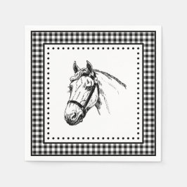 ギンガムチェックの馬 スタンダードカクテルナプキン