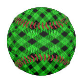ギンガムチェックグリーンとブラックパターン野球 野球ボール (裏面)