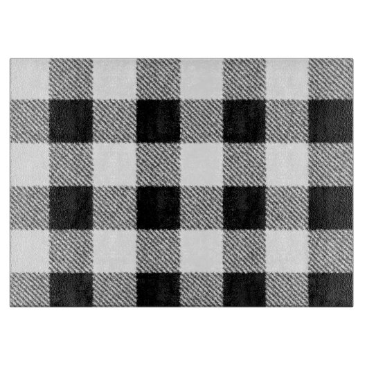 ギンガムチェックパターン白黒 カッティングボード (正面)