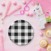 ギンガムチェックパターン白黒 ペーパープレート (パーティー)