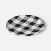 ギンガムチェックパターン白黒 ペーパープレート (アングル)