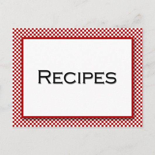 ギンガムチェックレッドホワイトレシピカード ポストカード (正面)